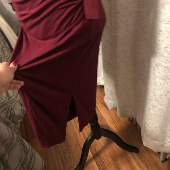 ANN TAYLOR formal evening wrap burgundy midi dress/size S - Picture 4 of 11